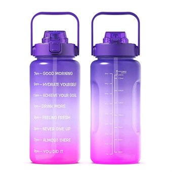Fitnessvattenflaska med Sugrör - BPA-FRI - 2000 ml - Rosa/Lila