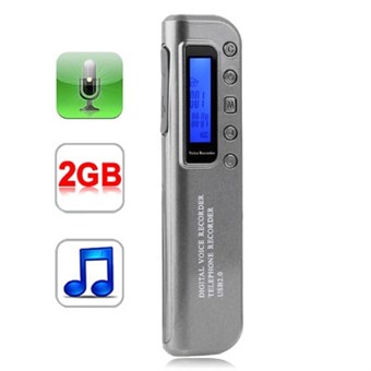 Digital Dictaphone 2 GB - MP3-spelare och USB-kontakt
