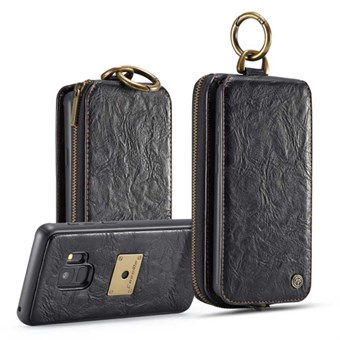 CaseMe Premium Läderplånbok med magnetfodral för Samsung Galaxy S9 - Svart