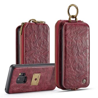 CaseMe Premium Läderplånbok med magnetfodral för Samsung Galaxy S9 - Röd