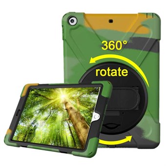 Unikt försvar 360 ° rotationsskydd med hållare och handrem för iPad 9.7 (2018) / iPad 9.7 (2017) - Grön