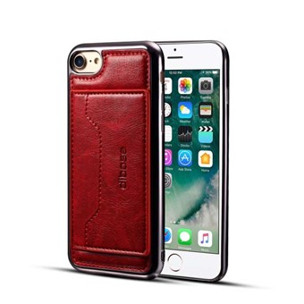 Hög trendskydd i PU-läder och TPU-plast w / korthållare för iPhone 7 / iPhone 8 - Röd