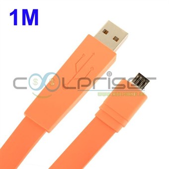 Platt 1 meter mikro-USB-kabel (orange)