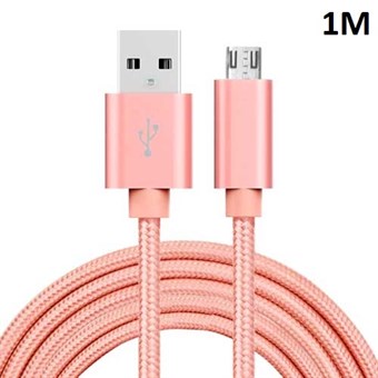 Kvalitet Nylon Micro USB Kabel Rose Gold - 1 meter