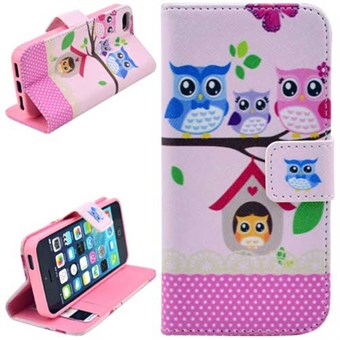 Stand Card Plånboksfodral iPhone 5 / iPhone 5S / iPhone SE 2013 - Owl Party