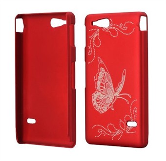 Bling Butterflies Cover Xperia Go (röd)