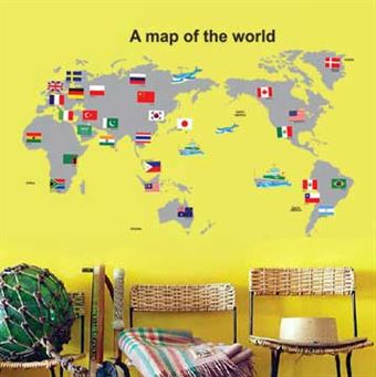 Väggklistermärken - karta över världen