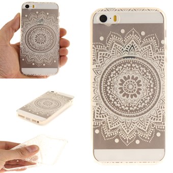 Modern art silikonskal till iPhone 5 / iPhone 5S / iPhone SE 2013 - Vit Henna Blomma