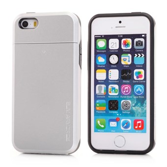 SPIGEN plast och silikon skal med dold korthållare för iPhone 5/5S - Silver