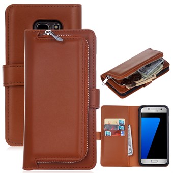 Delux multifodral med plånbok och avtagbart skal till Samsung Galaxy S7 Edge - Brun