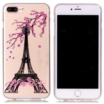 Designermotiv silikonfodral för iPhone 7 Plus / iPhone 8 Plus - Eiffeltorn