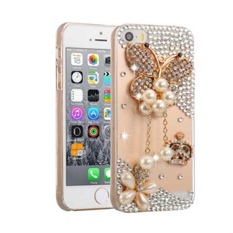 Luxuz Bling bling överdrag iPhone 5 / iPhone 5S / iPhone SE 2013 - Pearl Butterfly