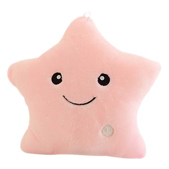 Smiley Star kudde med LED-ljus / Glow Pillow - Rosa