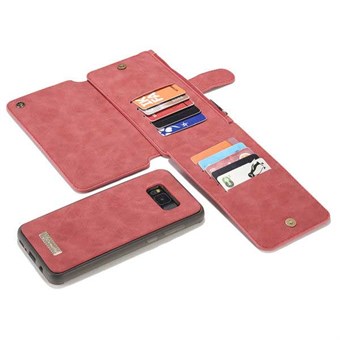 CaseMe Flip-plånbok i konstläder till Samsung Galaxy S8 Plus - Röd