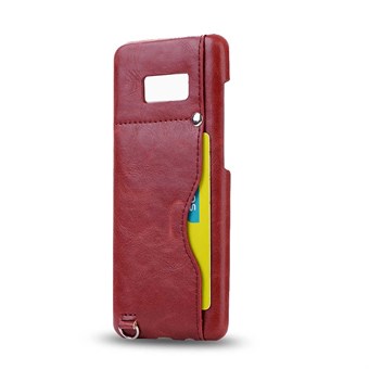 La Fashion Cover i PU-läder och plast till Samsung Galaxy S8 Plus - Röd/Brun