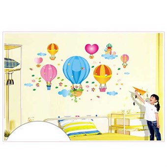 TipTop väggklistermärken Färgglad tecknad varmluftsballong
