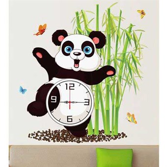 TipTop Väggklistermärken Söt Clock Panda 
