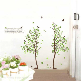 TipTop väggklistermärken Gröna knutträd & fåglar mönster Avtagbar