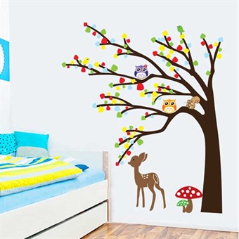 TipTop Wallstickers Färgglada träd & ugglor & rådjur Design Borttagbara PVC-dekaler Girls Boys Kids Room