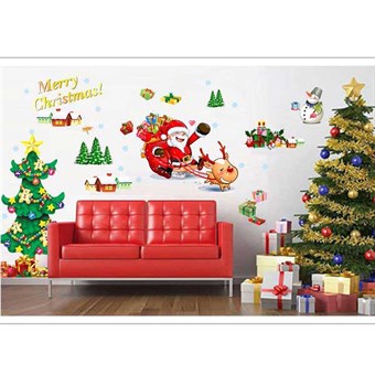 TipTop Wallstickers AY767 Christmas Style Santa Claus and Christmas Tree Pattern Flyttbara PVC-dekaler Rum