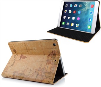 Worldmap Look-fodral - iPad Air 1 (brun)