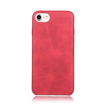 Läder Look Silikon Skal till iPhone 7 / iPhone 8 - Röd