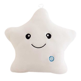 Smiley Star kudde med LED-ljus / Glödkudde - Vit