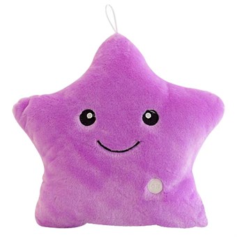 Smiley Star kudde med LED-ljus / Glow Pillow - Lila