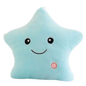 Smiley Star-kudde med LED-ljus / Glow Pillow - Ljusblå