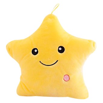 Smiley Star-kudde med LED-ljus / Glow Pillow - Gul