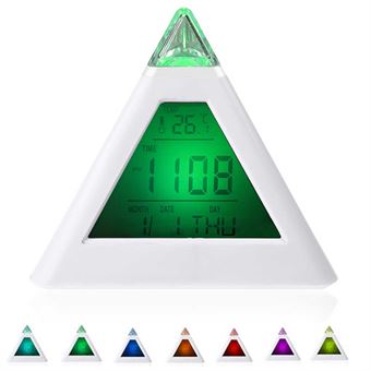 7 LED Färgskiftande Pyramid Digital LCD Klocka 