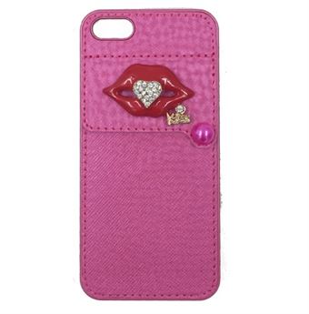 Kiss Look-fodral med kreditkort iPhone 5 / iPhone 5S / iPhone SE 2013 (Magenta)