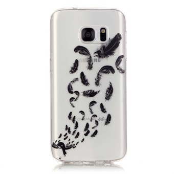 Snyggt genomskinligt Samsung Galaxy S7 Edge silikonskydd Penguin Feather
