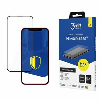 3MK FlexibleGlass Max iPhone 13/13 Pro 6,1 tum svart, Hybrida Glas med förstärkta kanter.