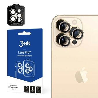 3MK Objektivskydd Pro för iPhone 14 Pro / 14 Pro Max guld Skydd för kameran med monteringsram 1 st.