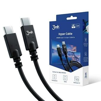 3MK Hyperkabel USB-C/USB-C 4K 60Hz kabel vit 1m 100W
