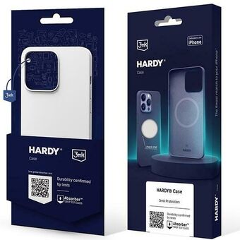3MK Hardy Case iPhone 15 Pro Max 6.7" i srebrno-biały/silver-white MagSafe.