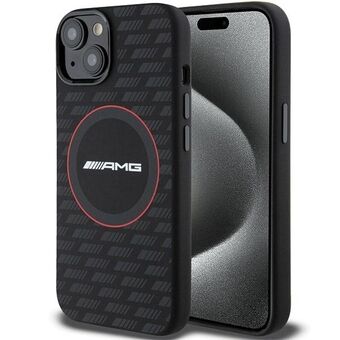 AMG AMHMP15S23SMRK iPhone 15 / 14 / 13 6.1" svart hårt skal i silikon med mönster av kolsvart MagSafe.