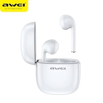 AWEI Bluetooth 5.0 T28 TWS hörlurar + vit/vit dockningsstation