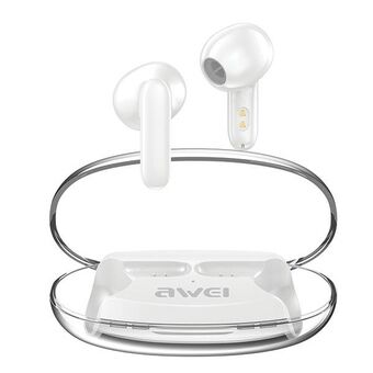 AWEI trådlösa hörlurar Bluetooth 5.3 T85 ENC TWS + dokningsstation vit/vit