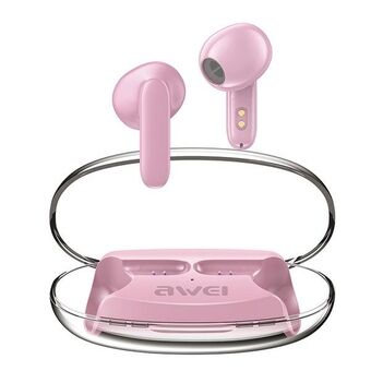 AWEI trådlösa hörlurar Bluetooth 5.3 T85 ENC TWS + dockningsstation rosa/pink
