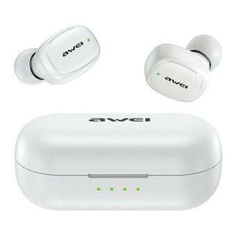 AWEI trådlösa hörlurar Bluetooth 5.1 T13 Pro TWS + laddningsstation vit/vit