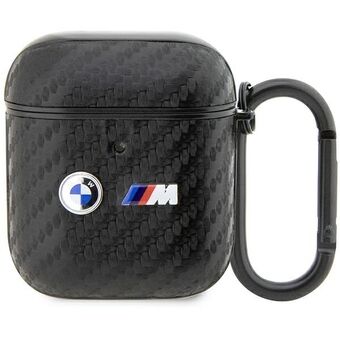 BMW BMA2WMPUCA2 AirPods 1/2 fodral svart kolfiber Dubbel Metal Logo