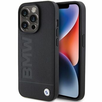 BMW BMHCP15LSLLBK iPhone 15 Pro 6.1" svart/svart läder Hot Stamp