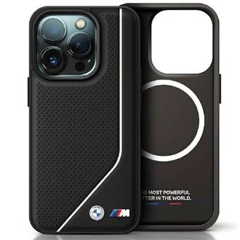 BMW BMHMP15S23PUCPK iPhone 15 / 14 / 13 6.1" svart hårt skal med perforerad tvinning och MagSafe-teknik.