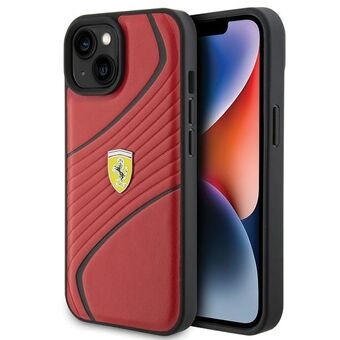 Ferrari FEHCP15SPTWR iPhone 15 6.1" rött hårt skal med Twist Metal-logo.