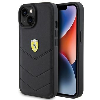 Ferrari FEHCP15SRDUK iPhone 15 6.1" svart hårt skal Quiltat metalllogga