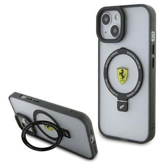 Ferrari FEHMP15SUSCAH iPhone 15 6.1" genomskinligt hårddäck med ringstativ, 2023-kollektionen MagSafe.