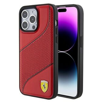 Ferrari FEHCP15LPWAR iPhone 15 Pro 6.1" röd hårt skal med perforerade vågor och metalllogotyp.