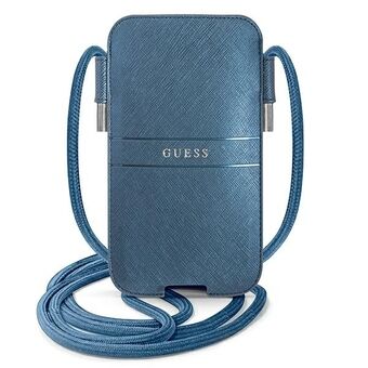 Guess handväska GUPHMPSASBBL 6.1" blå/blå Saffiano-rem